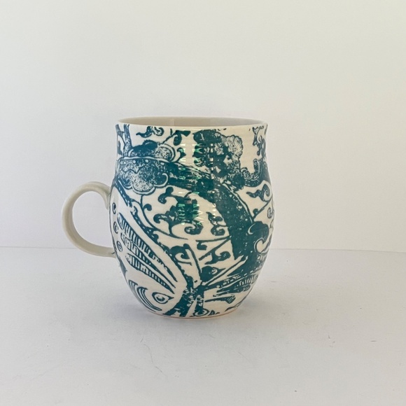 Anthropologie Homegrown Letter b Monogram Mug Green Floral Yellow Initial B NEW - Picture 7 of 13